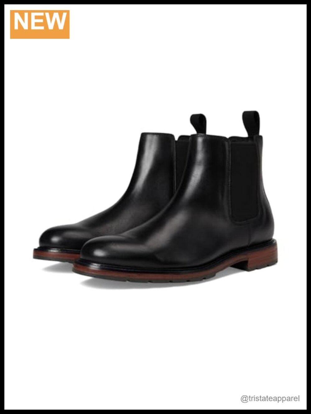Leather Chelsea Boots Slip-On Pull Tab Round Toe Men's Casual